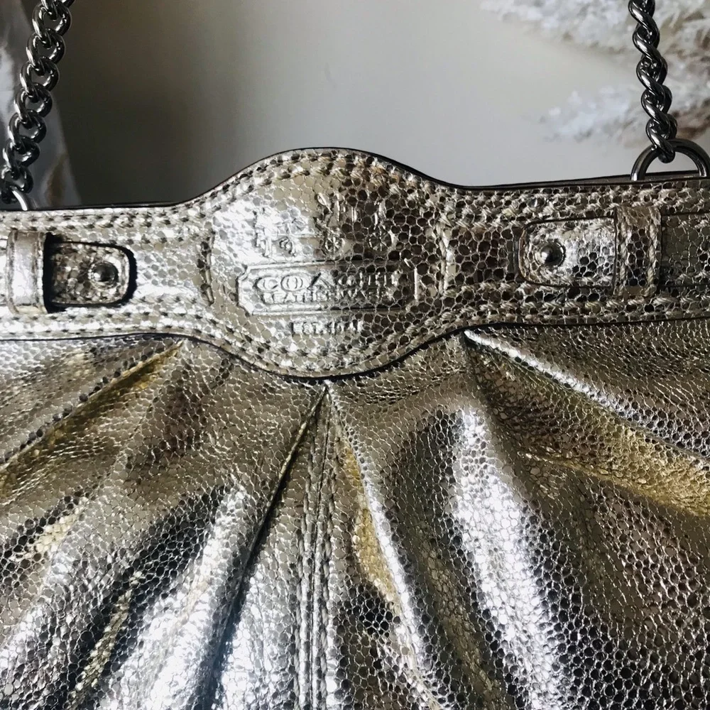 Coach Legacy Turnlock Metallic Leather Handbag Clutch 2009 14210 - Picture 12 of 16